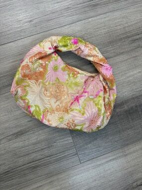 SHEIN Pink Green Floral Sequin Hobo Bag